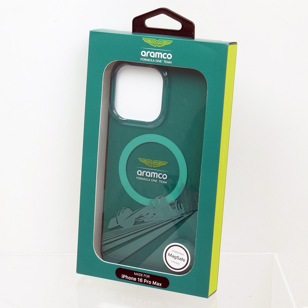 アストンマーチン アラムコ F1チーム iPhone16ProMax マグセーフ IML バックカバー F1カー/ロゴ グリーン ARHMP16XUF1N
