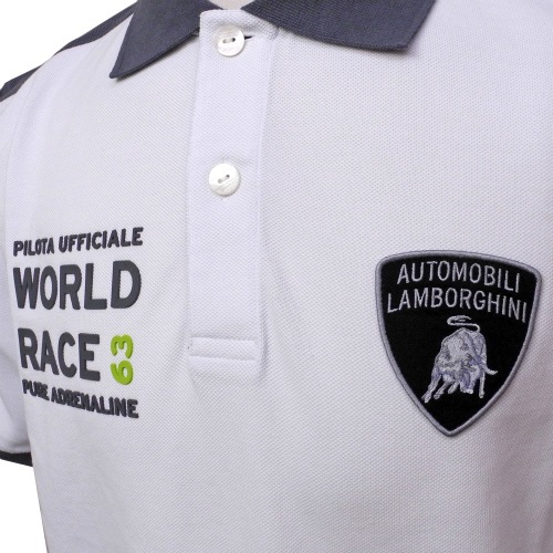 ランボルギーニ メンズ World Race 63 ポロ ホワイト/グレー 9010120CCE091 