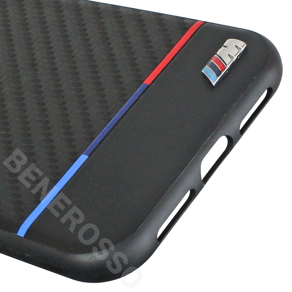 BMW iPhone11 PUレザー カーボン調 ハードケース トリコロール ブラック BMHCN61PUCARTCBK 