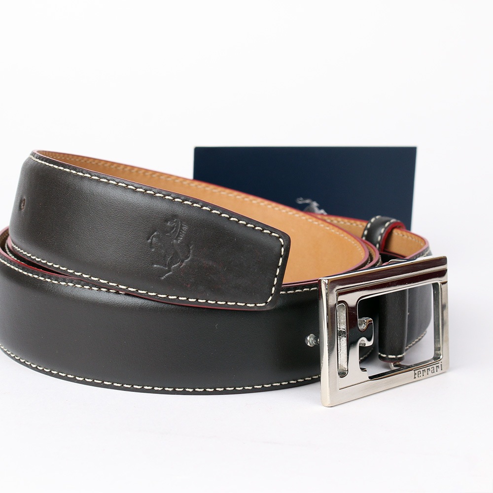 フェラーリ レザー ベルト ブラウン