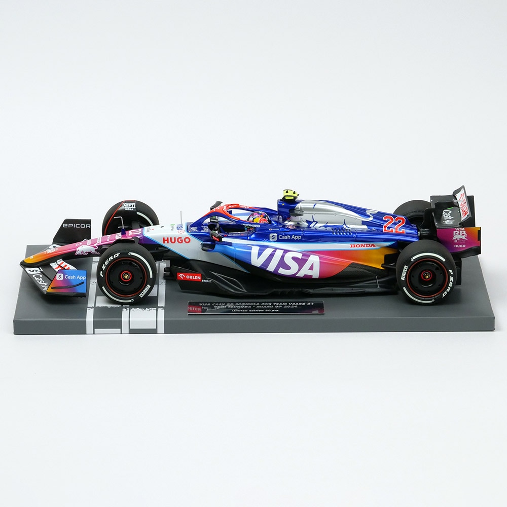 ミニチャンプス 角田裕毅 ビザキャッシュアップRB 2024マイアミGP MINICHAMPS 1/18スケール ビザ キャッシュ RB F1チーム VCARB 01