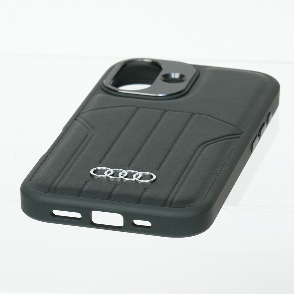 アウディ iPhone 16 マグセーフ 合成皮革 バックカバー ブラック AU-TPUPCMIP16-Q5/D1-BK