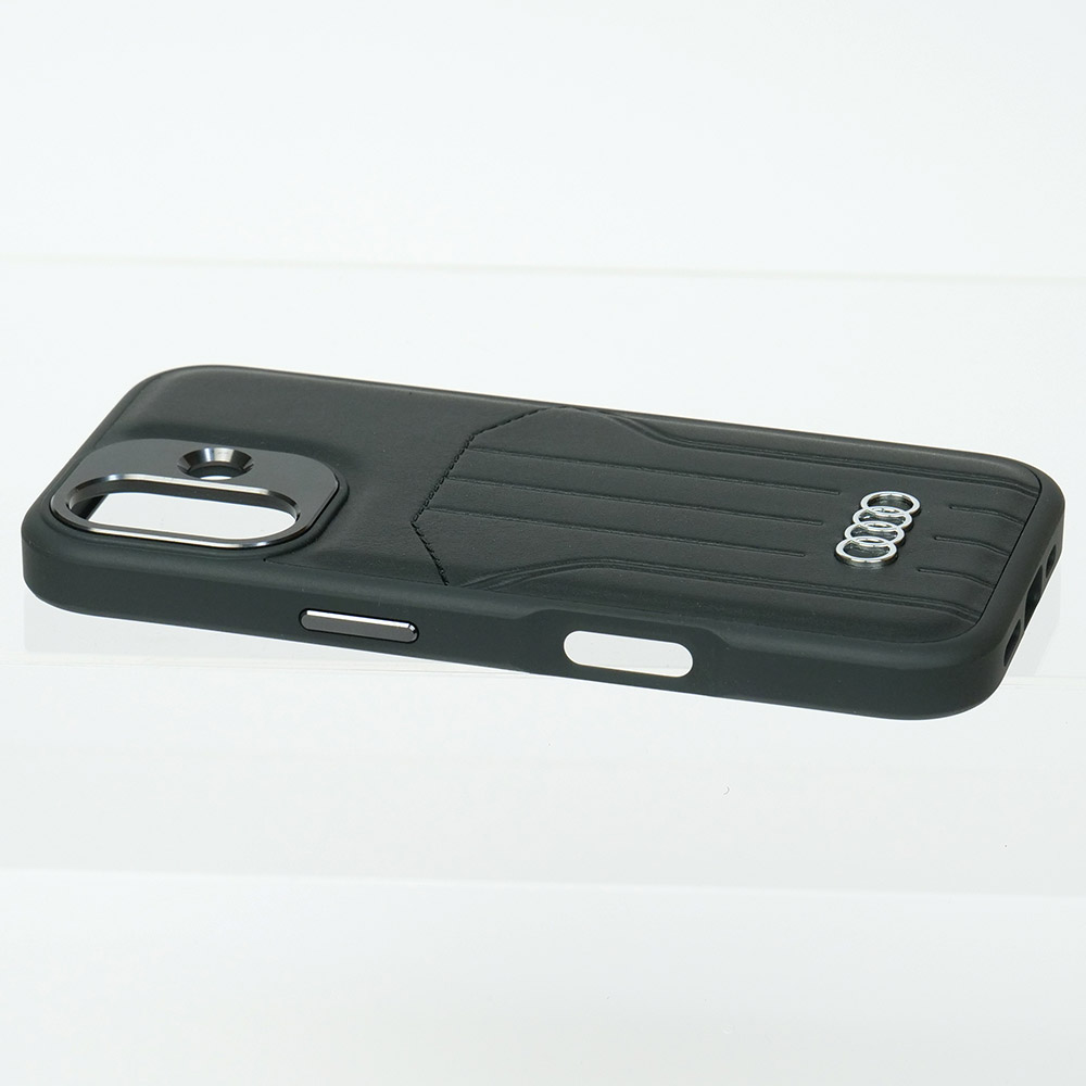 アウディ iPhone 16 マグセーフ 合成皮革 バックカバー ブラック AU-TPUPCMIP16-Q5/D1-BK