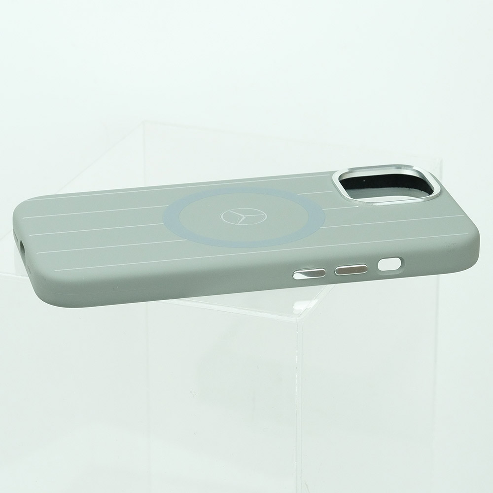 メルセデスベンツ iPhone 15 マグセーフ シリコン バックカバー ストライプ グレー MEHMP15S23SSSA 