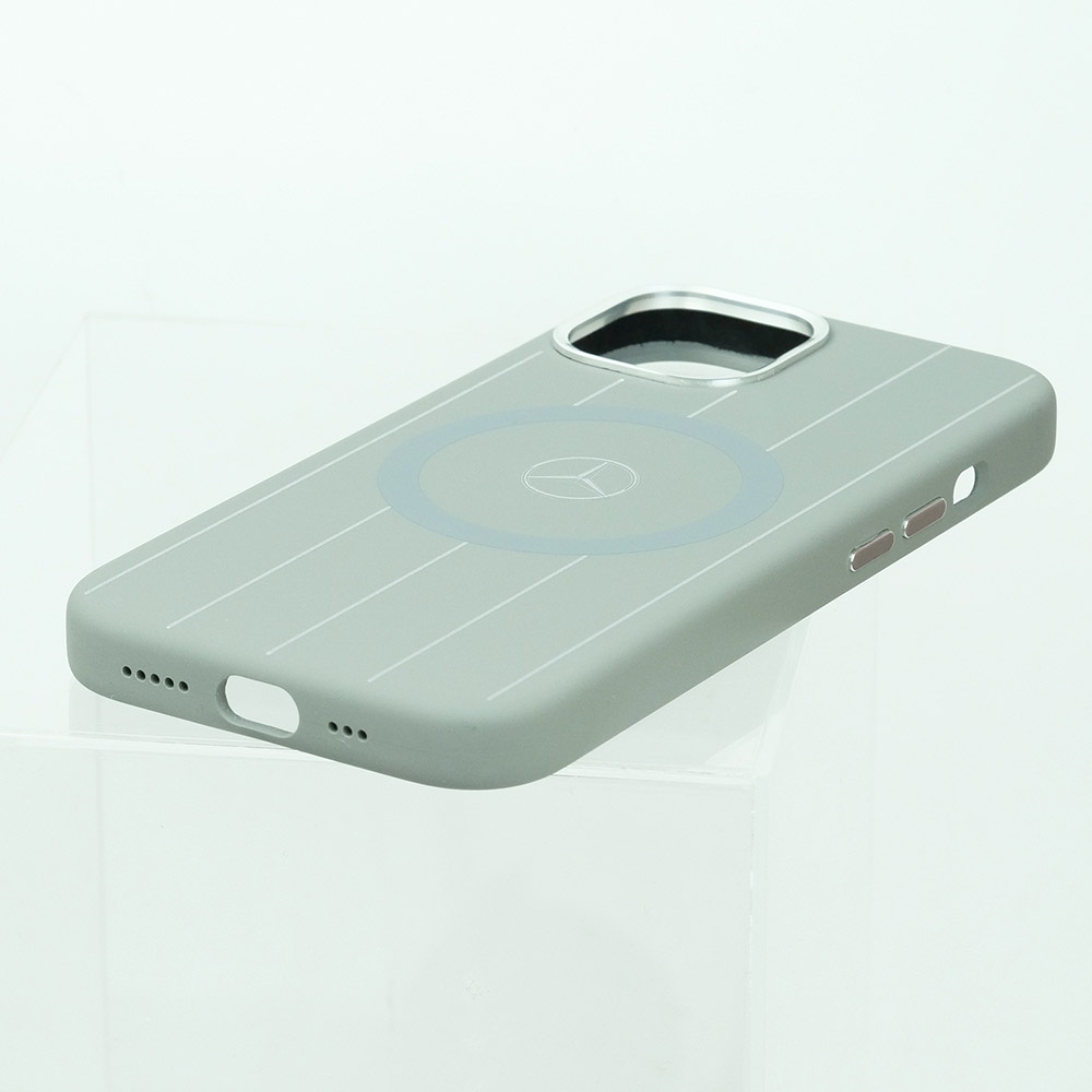 メルセデスベンツ iPhone 15 マグセーフ シリコン バックカバー ストライプ グレー MEHMP15S23SSSA 