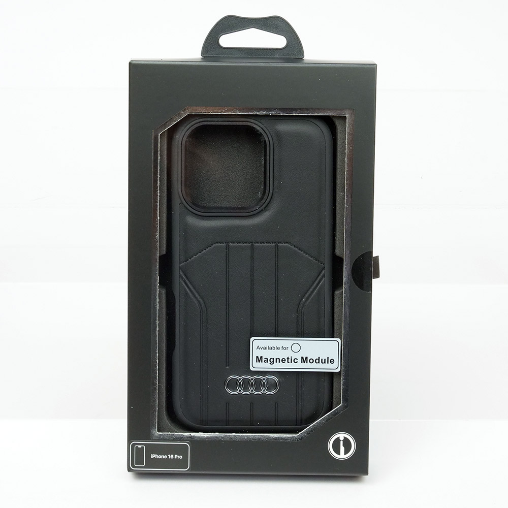 アウディ iPhone 16Pro 合成皮革 バックカバー ブラック AU