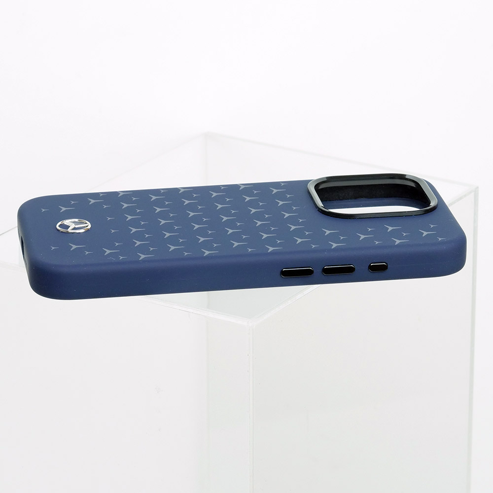 メルセデスベンツ iPhone 15Pro マグセーフ シリコン バックカバー 星柄 ネイビー MEHMP15LSIPNA