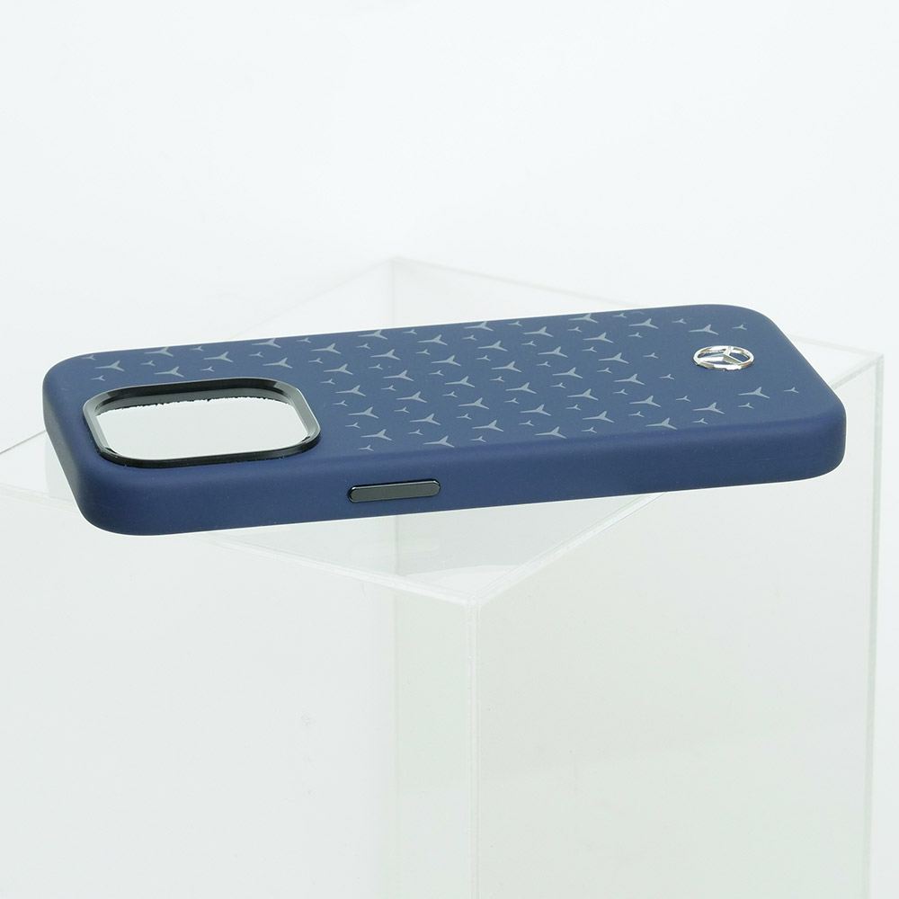 メルセデスベンツ iPhone 15Pro マグセーフ シリコン バックカバー 星柄 ネイビー MEHMP15LSIPNA