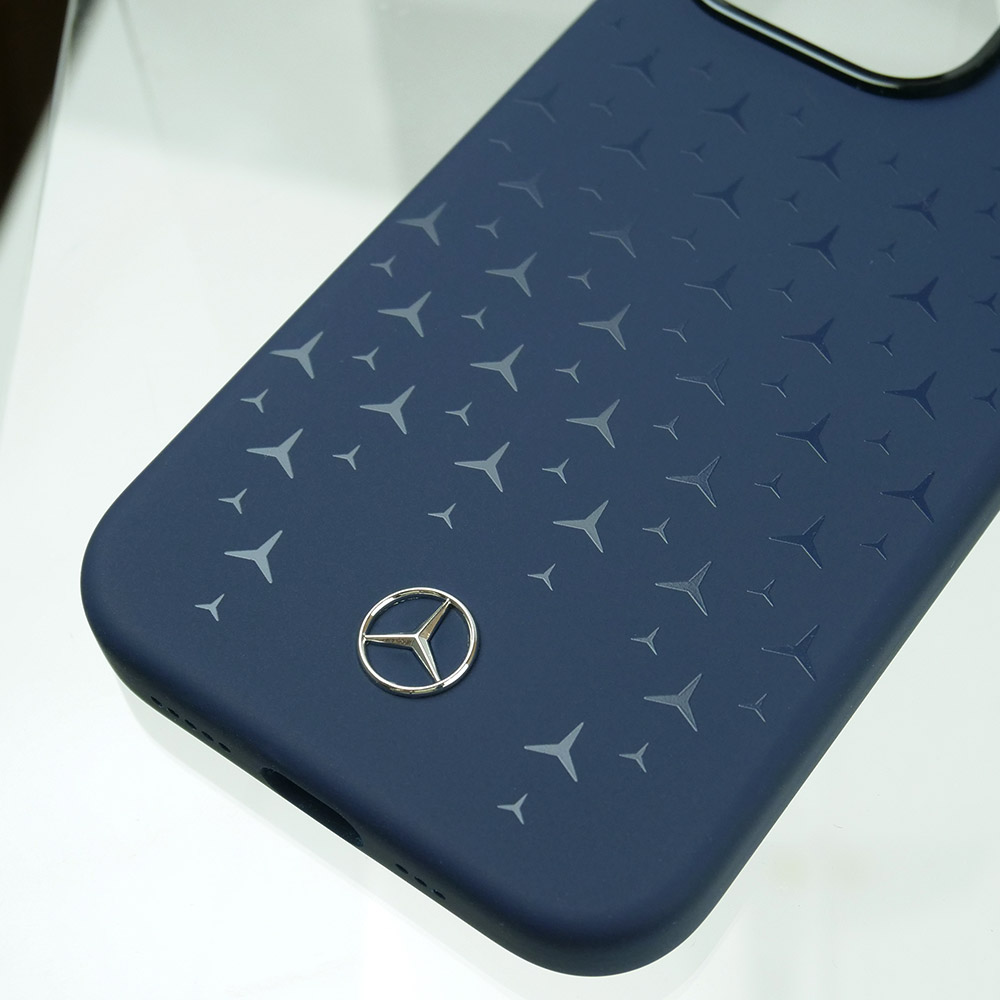 メルセデスベンツ iPhone 15Pro マグセーフ シリコン バックカバー 星柄 ネイビー MEHMP15LSIPNA