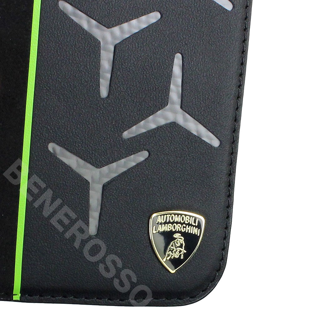 ランボルギーニ iPhone13 レザー ブックタイプケース アヴェンタドール D12 グリーン LB-TPUFCIP13-AV/D12-GN