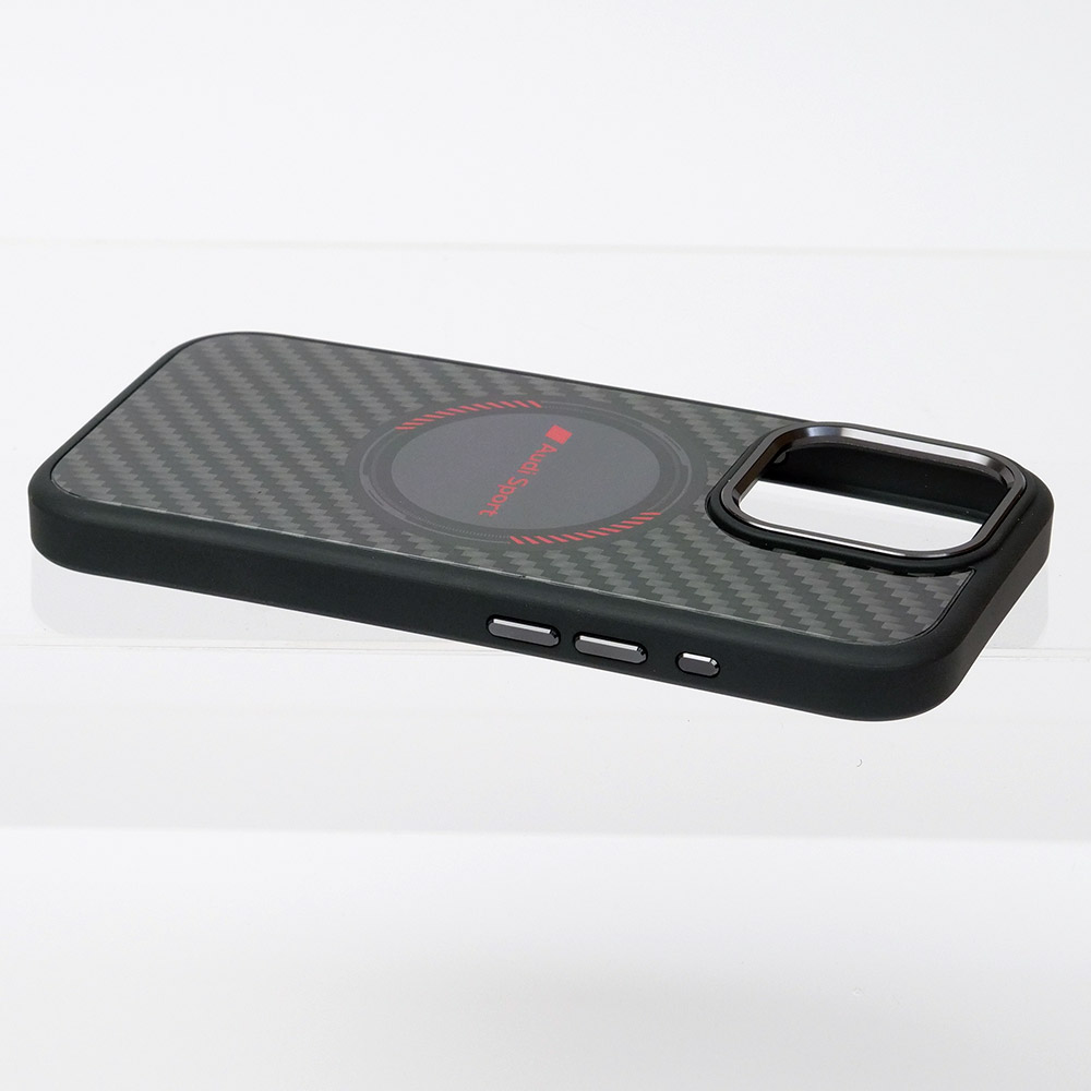 アウディ iPhone 16Pro マグセーフ リアルカーボン バックカバー ブラック AUS-TPUPCMIP16P-RSQ/D5-BK