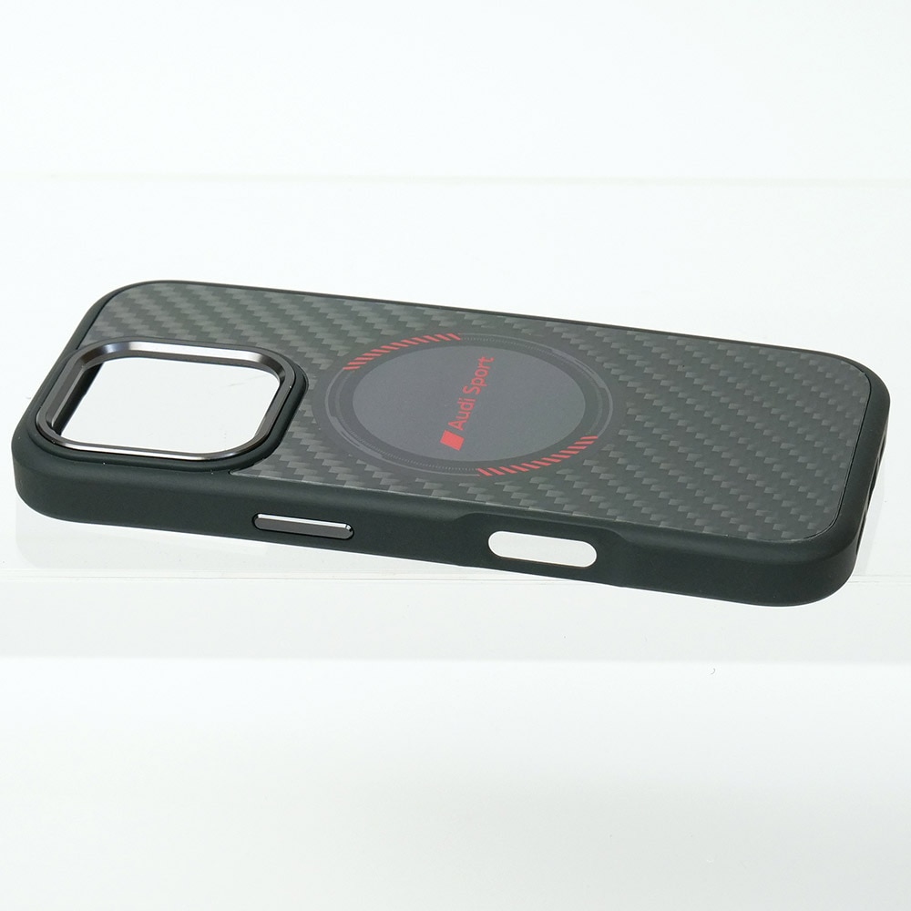 アウディ iPhone 16Pro マグセーフ リアルカーボン バックカバー ブラック AUS-TPUPCMIP16P-RSQ/D5-BK