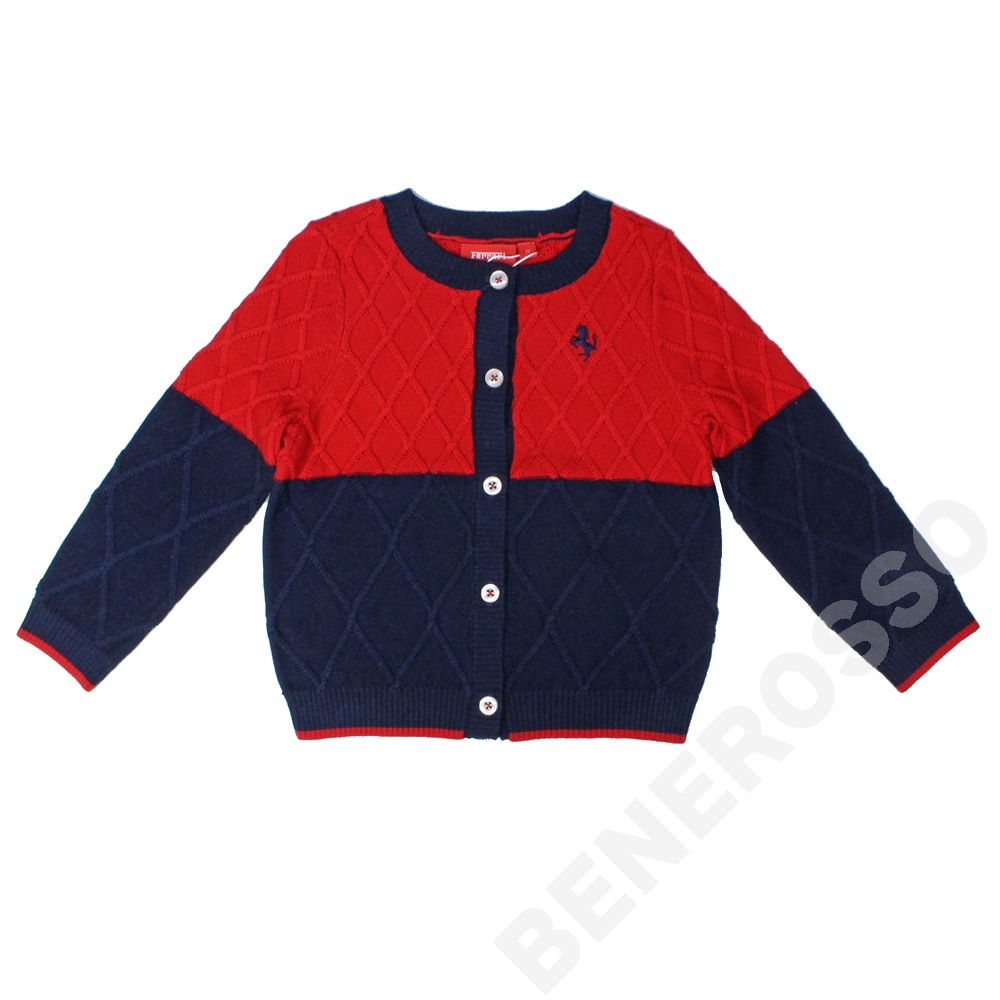 フェラーリ ガールズ ウール カーディガン 2才 レッド/ネイビー 
