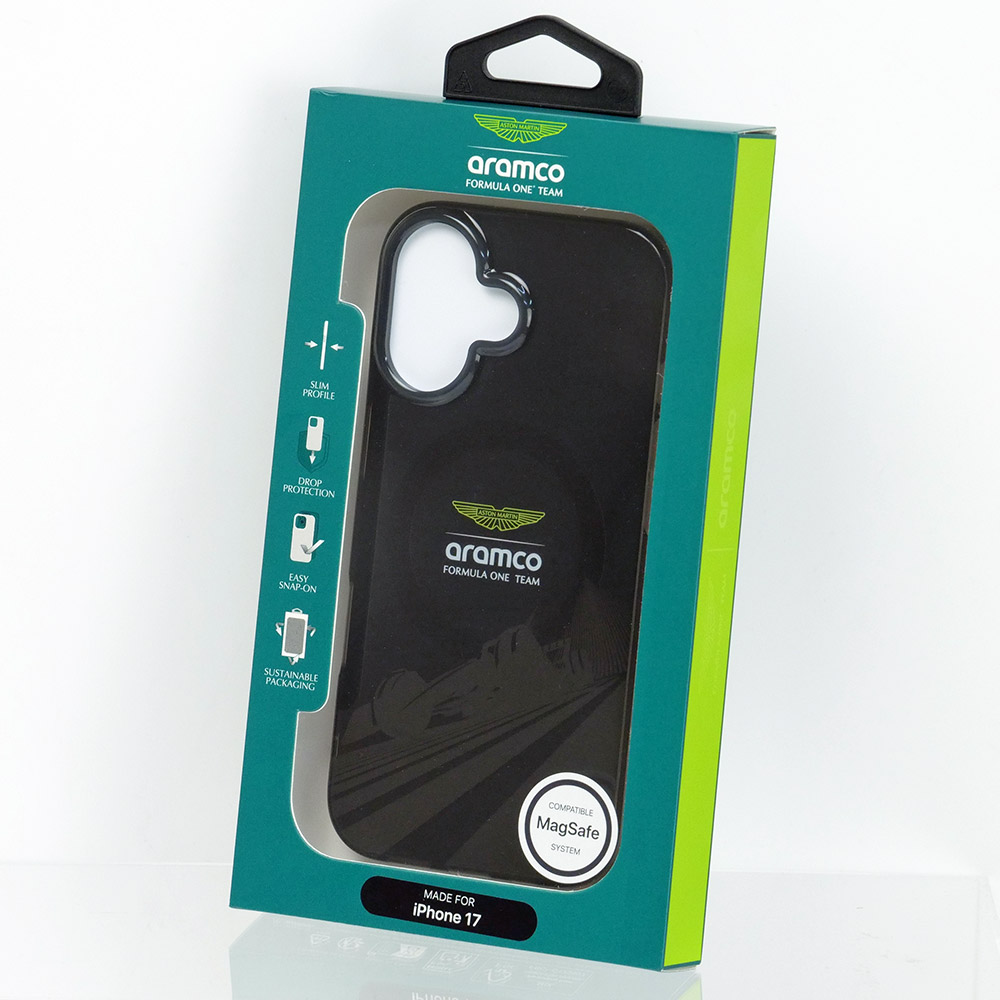アストンマーチン アラムコ F1チーム iPhone17 IML バックカバー F1カー/ロゴ ブラック マグセーフ対応 ARHMP17SUF1K