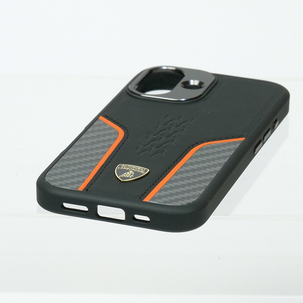 ランボルギーニ iPhone 16 マグセーフ レザー＆リアルカーボン バック