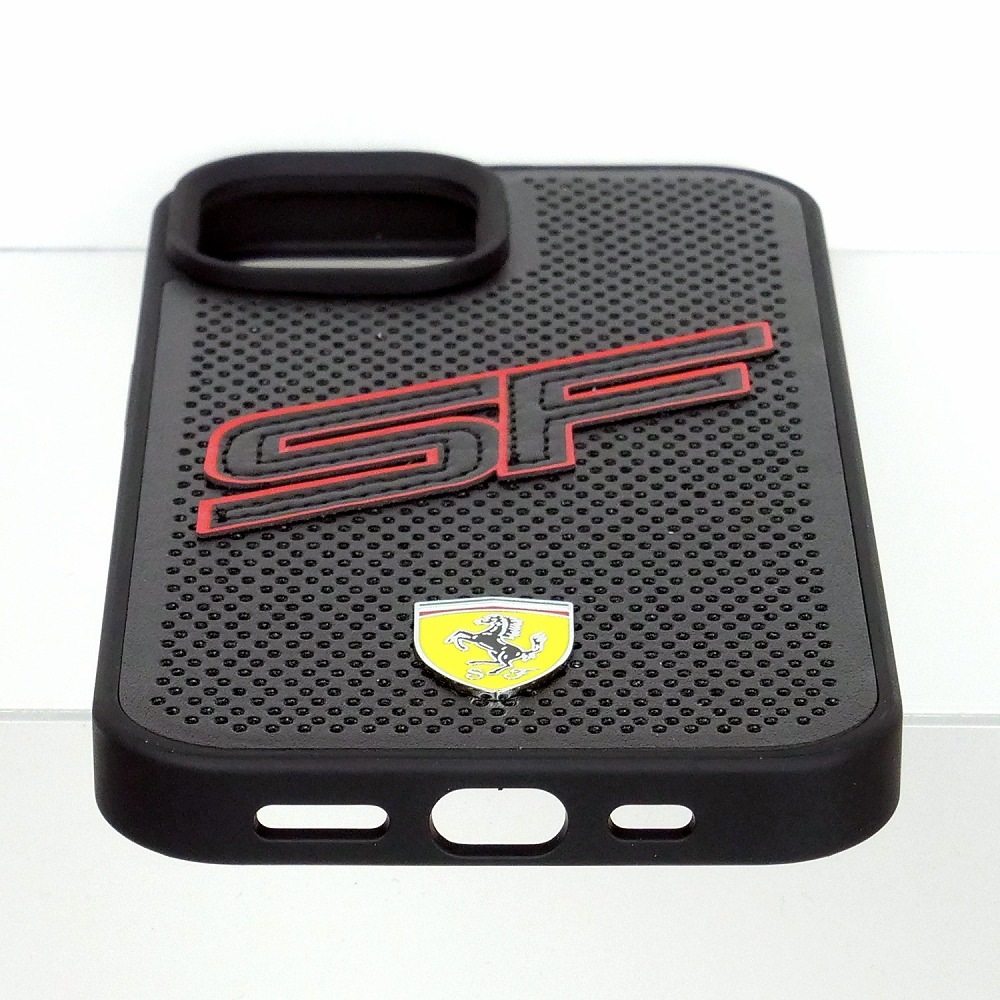 フェラーリ iPhone 15Pro PUレザー バックカバー ビッグ SF ブラック FEHCP15LPINK