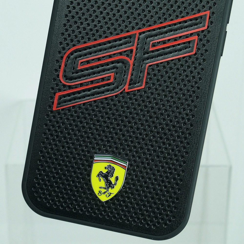 フェラーリ iPhone 15Pro PUレザー バックカバー ビッグ SF ブラック FEHCP15LPINK