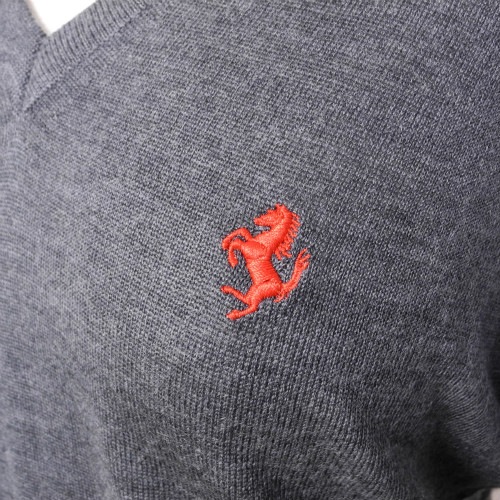 フェラーリ レディース Vネック プランシングホース セーター グレー