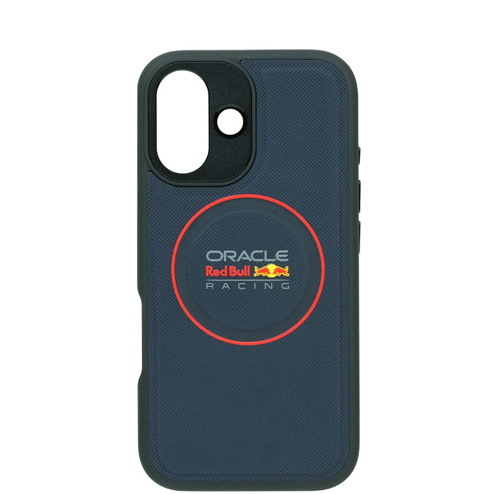 オラクル レッドブル レーシング iPhone16 マグセーフ PU レザー バックカバー ロゴ/レッドリング ネイビー RBHMP16S24PUILVR