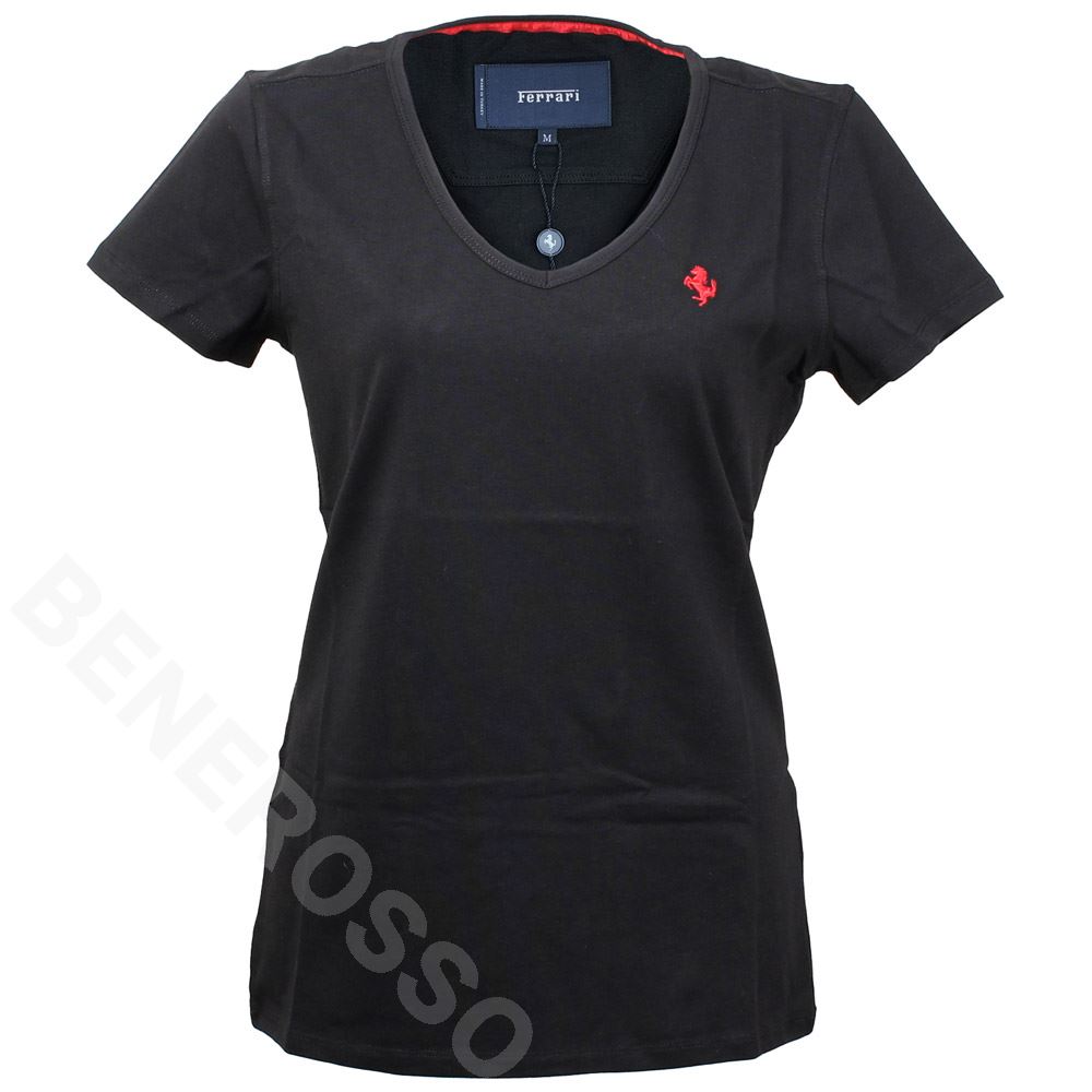 フェラーリ レディース クラシック Vネック Tee ブラック 