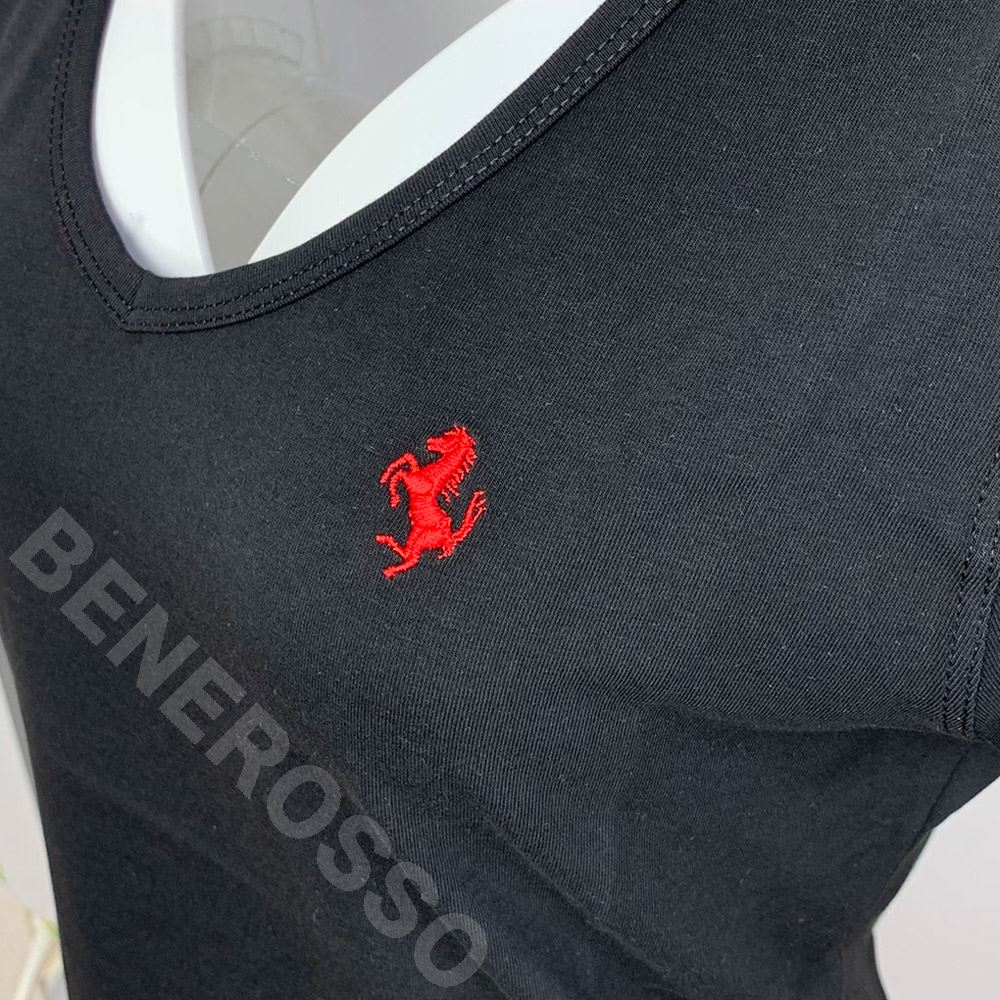 フェラーリ レディース クラシック Vネック Tee ブラック 