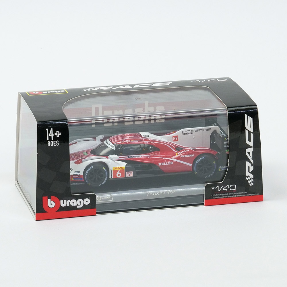 ジュラ・サヴォワ　赤白2本セット☆ Bburago 1/43スケール ポルシェ 963 2024 #6 ホワイト/レッド クリア