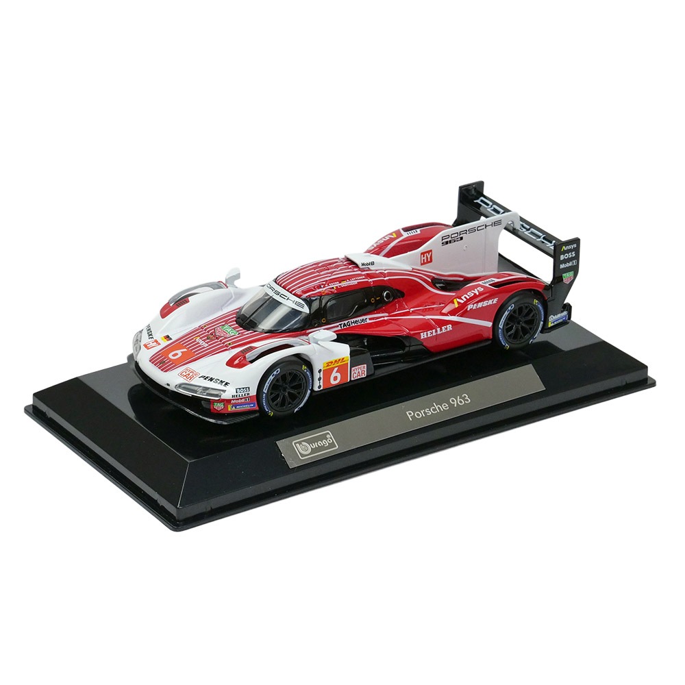 Bburago 1/43スケール ポルシェ 963 2024 #6 ホワイト/レッド クリア