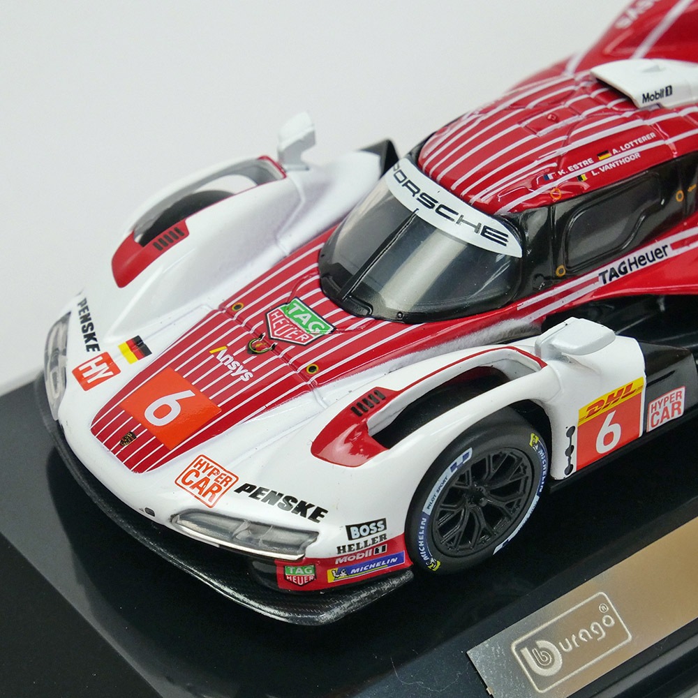 Bburago 1/43スケール ポルシェ 963 2024 #6 ホワイト/レッド クリア