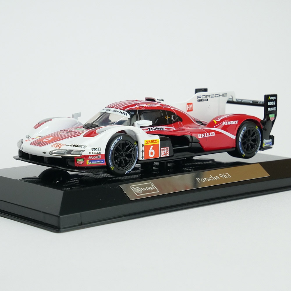 Bburago 1/43スケール ポルシェ 963 2024 #6 ホワイト/レッド クリア