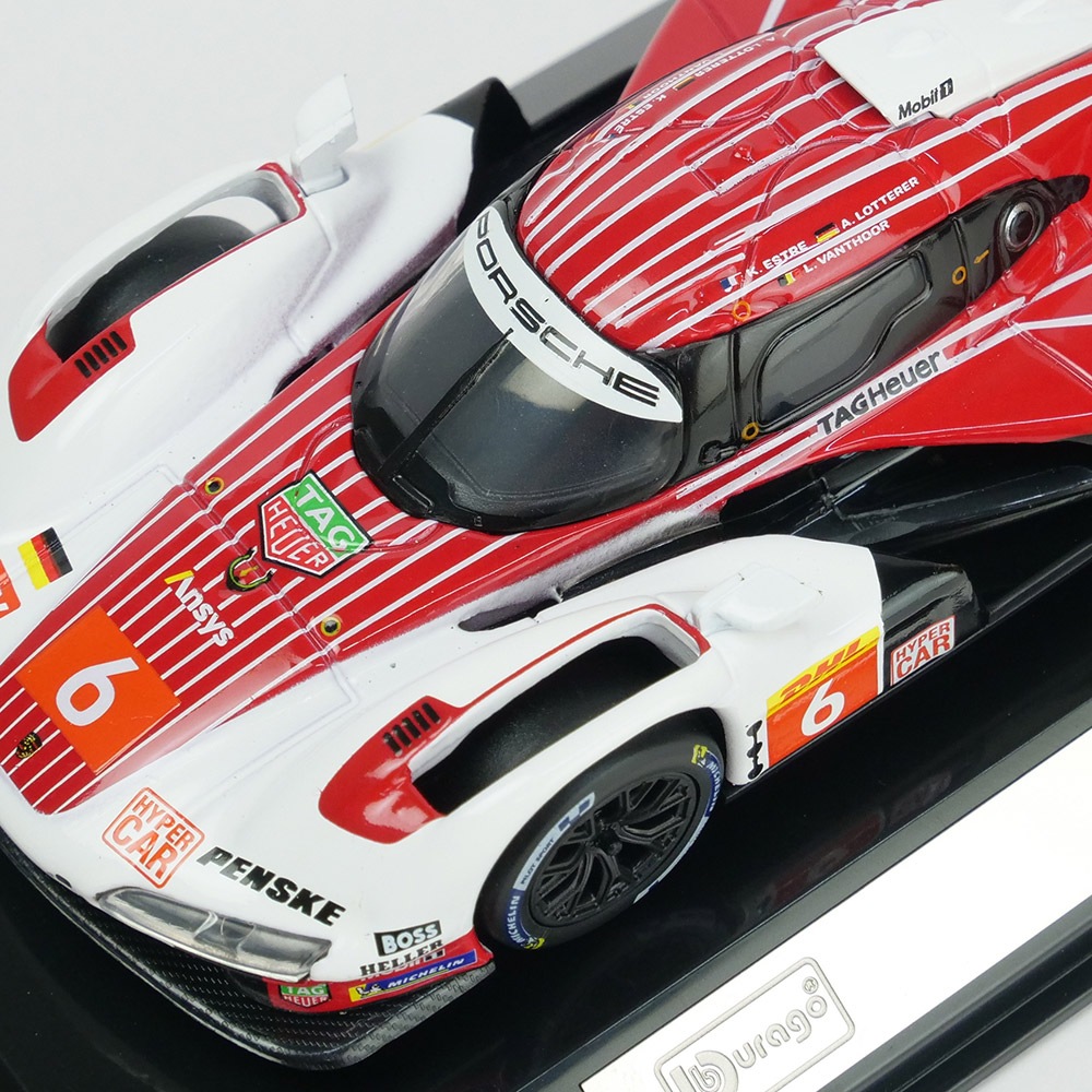 Bburago 1/43スケール ポルシェ 963 2024 #6 ホワイト/レッド クリア