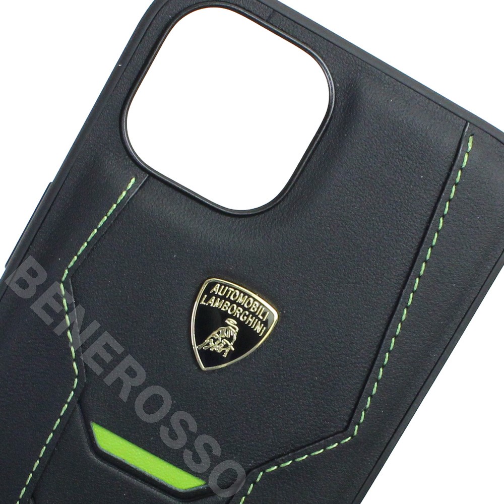 ランボルギーニ iPhone13 レザー バックカバー ウラカン D16 グリーン LB-TPUPCIP13-HU/D16-GN