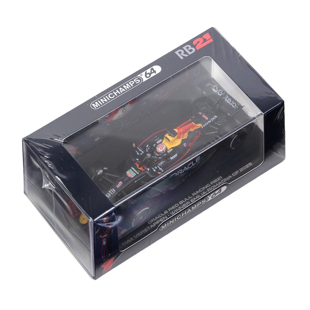 MINICHAMPS 1/64スケール オラクル レッド ブル レーシング RB21 M.フェルスタッペン エミリア･ロマーニャGP 2025 ウィナー ネイビー 640250701