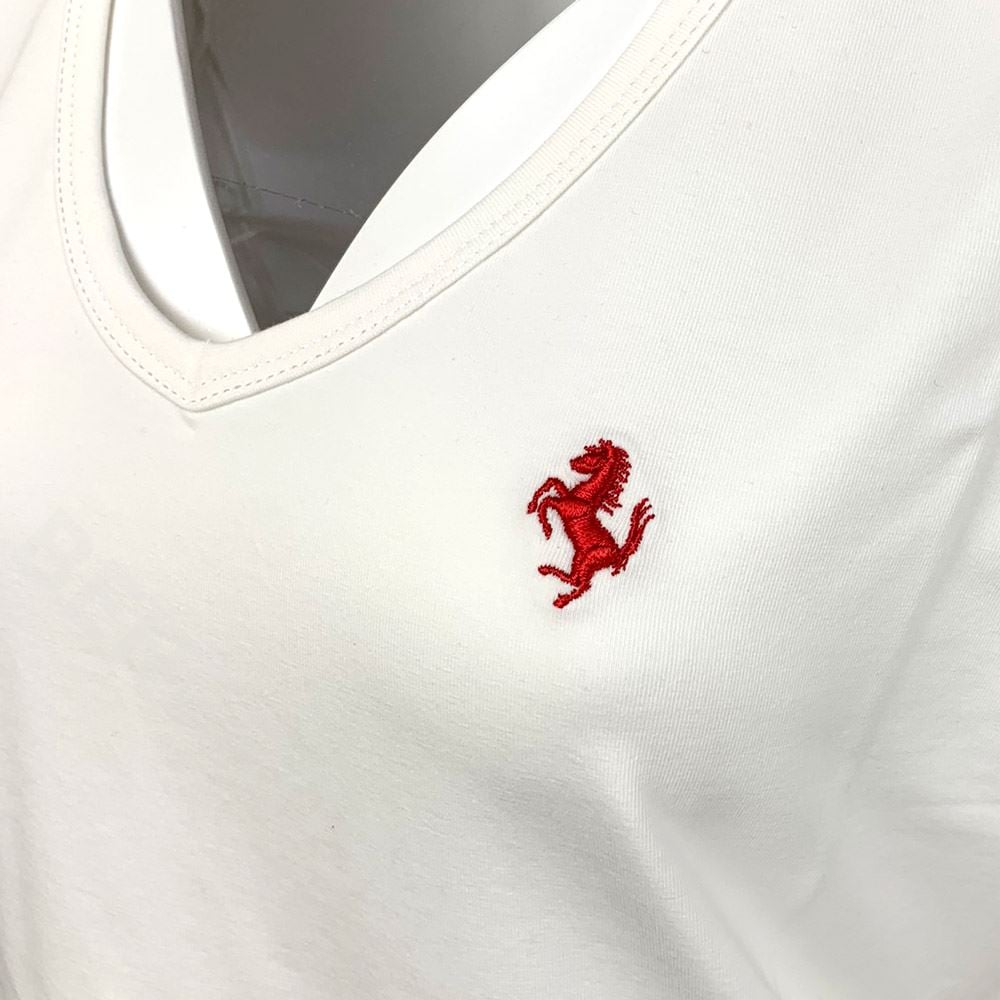 フェラーリ レディース クラシック Vネック Tee オフホワイト