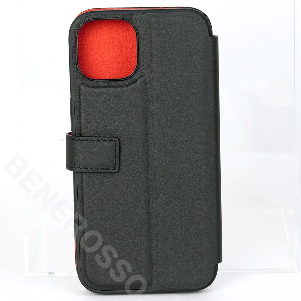 フェラーリ iPhone14 レザー 手帳型ケース ブラック FEBKP14SRBUK