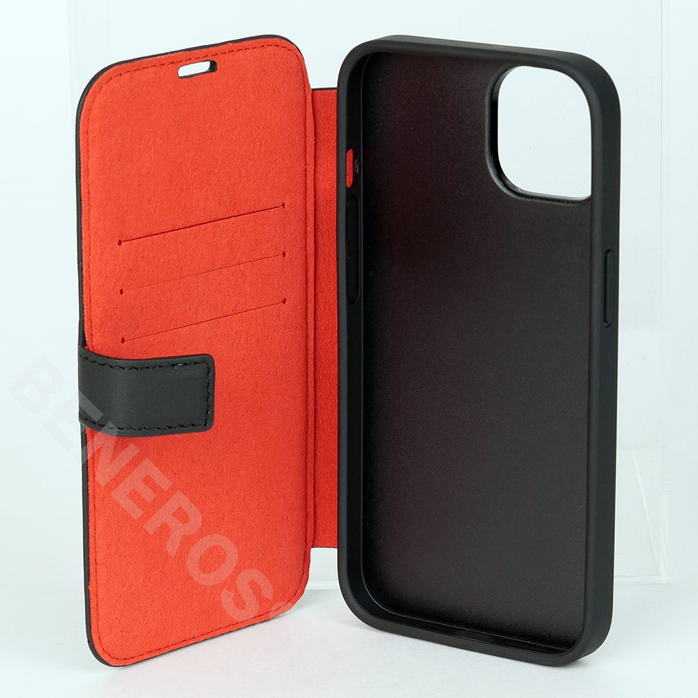 フェラーリ iPhone14 レザー 手帳型ケース ブラック FEBKP14SRBUK