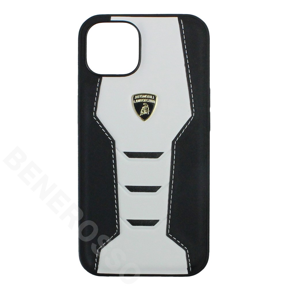 ランボルギーニ iPhone13Pro レザー バックカバー ウラカン D16 ホワイト LB-TPUPCIP13P-HU/D16-WE