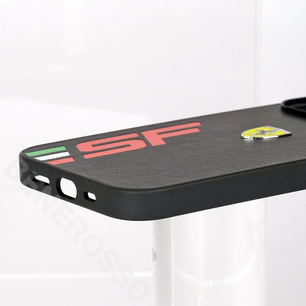 フェラーリ iPhone14 PUレザー バックカバー SF ブラック FEHCP14SPSFK