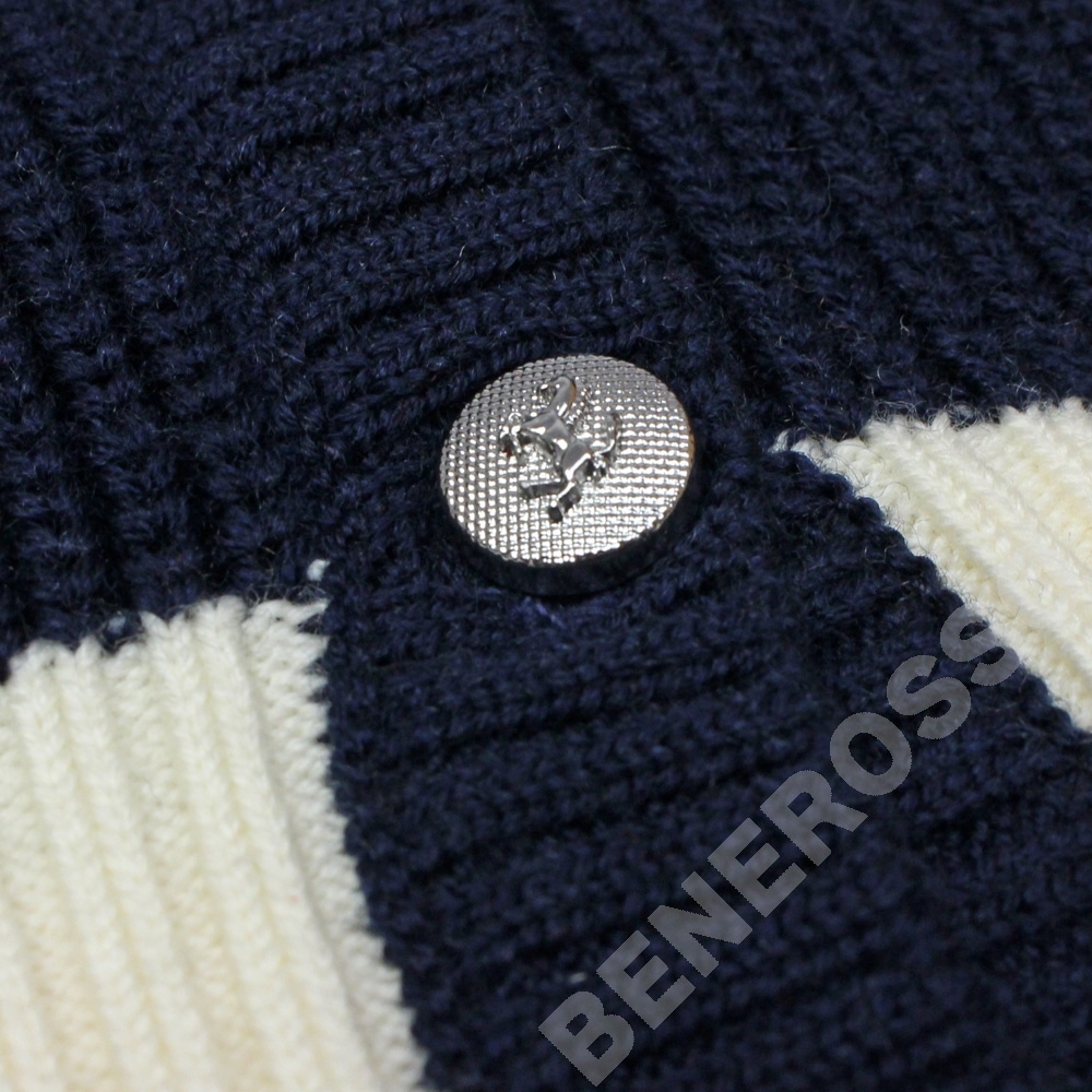 フェラーリ ベビー ウール カーディガン 12ケ月 ネイビー/ホワイト