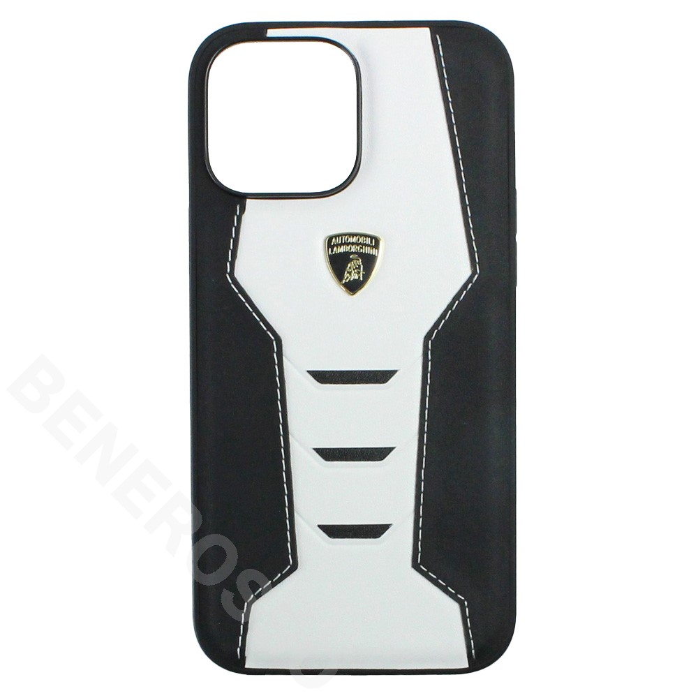 ランボルギーニ iPhone13ProMax レザー バックカバー ウラカン D16 ホワイト LB-TPUPCIP13PM-HU/D16-WE