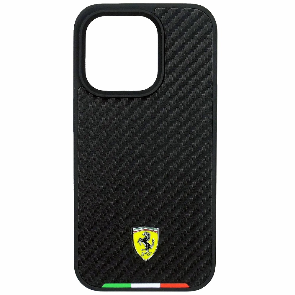 フェラーリ iPhone 15Pro カーボン調 PUレザー ハードケース