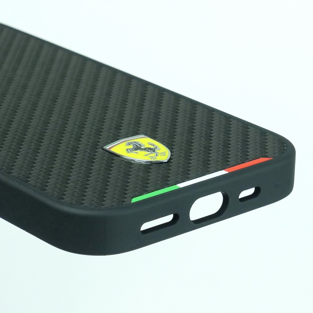 フェラーリ iPhone 15Pro カーボン調 PUレザー ハードケース