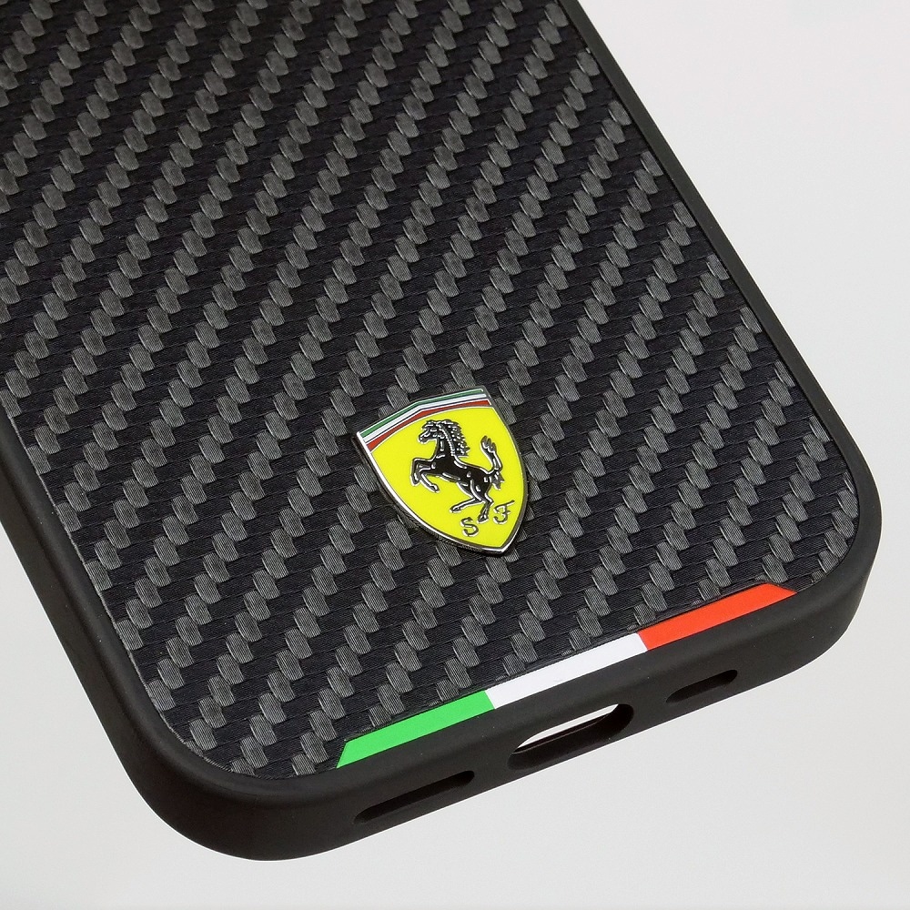 フェラーリ iPhone 15Pro カーボン調 PUレザー ハードケース