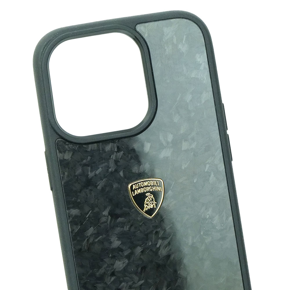 ランボルギーニ iPhone 14Pro リアルカーボン バックカバー ウラカン D14 ブラック LB-TPUPCIP14P-HU/D14-GD