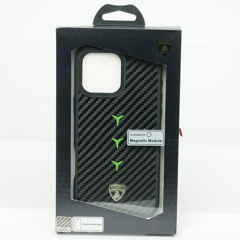 ランボルギーニ iPhone 16ProMax マグセーフ リアルカーボン バックカバー レヴエルト D4 グリーン LB-TPUPCMIP16PM-RE/D4-GN