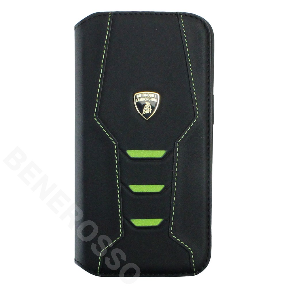 ランボルギーニ iPhone13 レザー ブックタイプケース ウラカン D16 グリーン LB-TPUFCIP13-HU/D16-GN