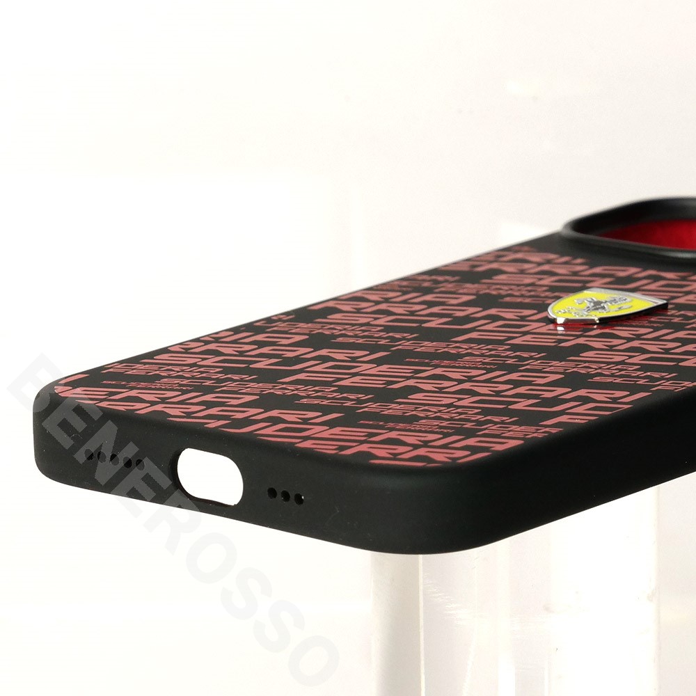 フェラーリ iPhone14 ロゴプリント シリコン バックカバー ブラック