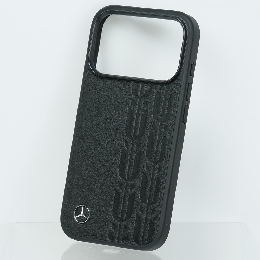 メルセデスベンツ iPhone 17Pro レザー バックカバー ローレル模様 ブラック マグセーフ対応 MEHMP17L25RDSLAK