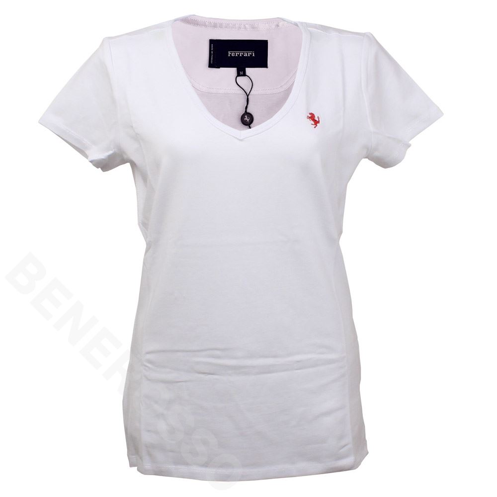 フェラーリ レディース クラシック Vネック Tee ホワイト