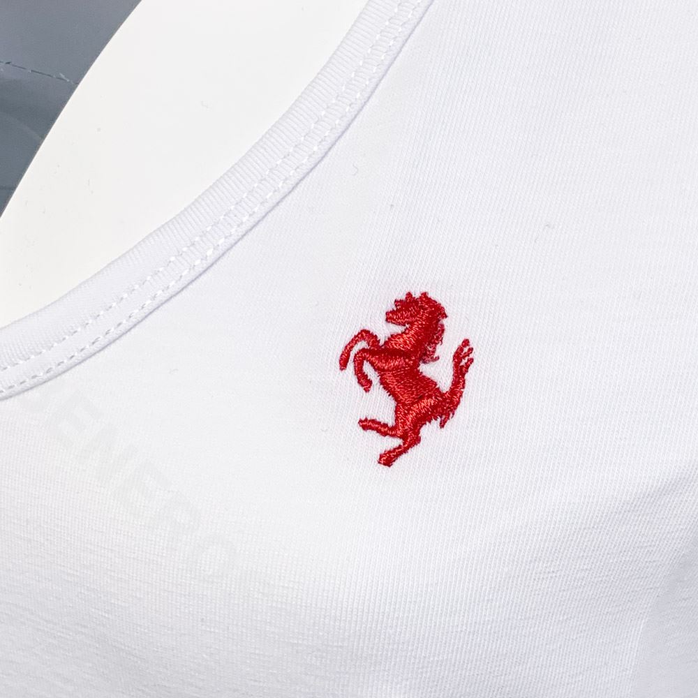 フェラーリ レディース クラシック Vネック Tee ホワイト