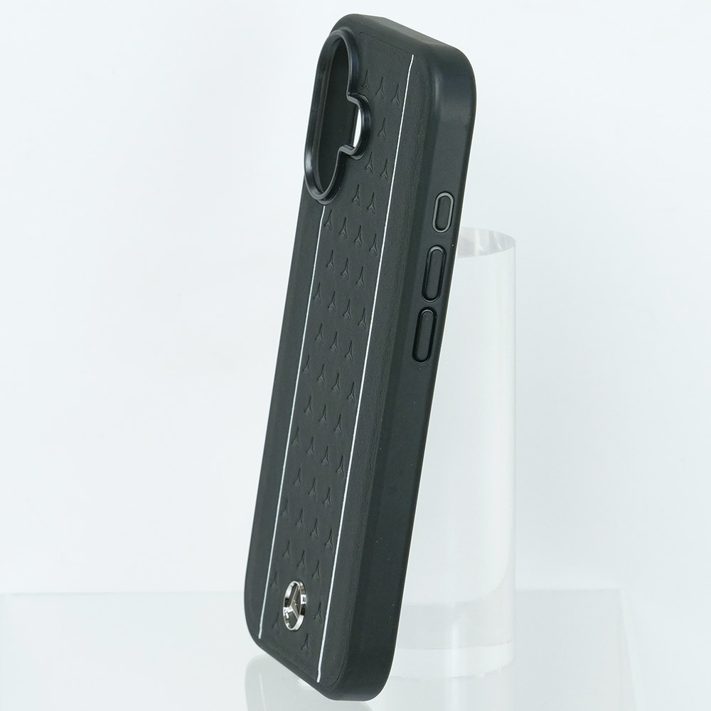 メルセデスベンツ iPhone 17 レザー バックカバー 星形模様 ホワイトライン ブラック マグセーフ対応 MEHMP17S25RPSLKH